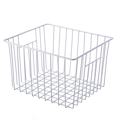 Slideep Food Storage for Kitchen Cabinets,Farmhouse Decor Organizer Storage Bin Basket with Handles,Pantry, Closet, Bedroom, Bathroom, Office,White