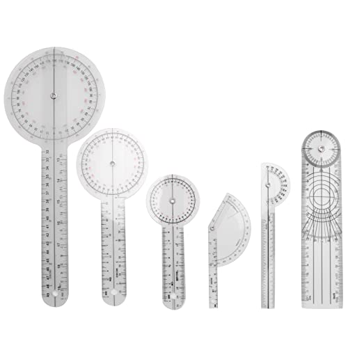 6 Piezas Goniómetro de Dedo Espinal Medidor de Ángulos 180/360 Grados miniatura 1