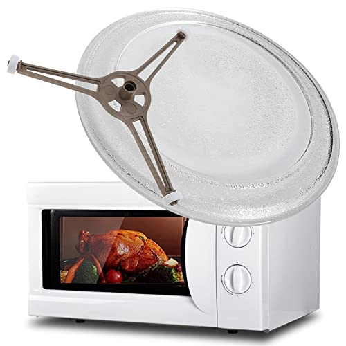 Flat Turntable Plate Microwave Glass Tray With Replacement Accessories, Coupler/Round Rotating Ring/Triple Arm Microwave Turntable Ring, For 9.6