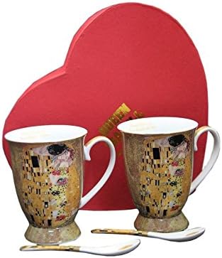 Gustav Klimt The Kiss 4-Piece Porcelain Tea Cups (Beige) The Kiss
