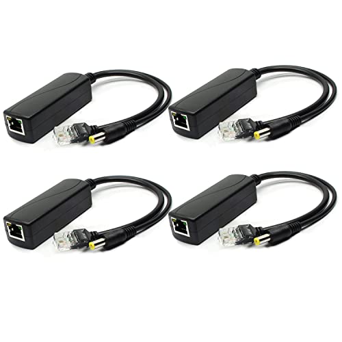 ANVISION 4パックアクティブ12V PoEスプリッタアダプタインジェクタ、IEEE 802.3af準拠10 / 100Mbps、IPカメラワイヤレスAP VoIP電話用DC 12V出力