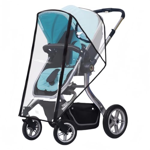 haoyunjianjiakベビーカー レインカバー マルチフィットウィルス対策 A型 B型 雨よけ メッシュ 窓 通気性 防水 防寒 防風 紫外線対策 花粉対策 収納ポーチ付き (L-ベビーカーレインカバーhダブルファスナードア【収納袋送り】ハイビュー/