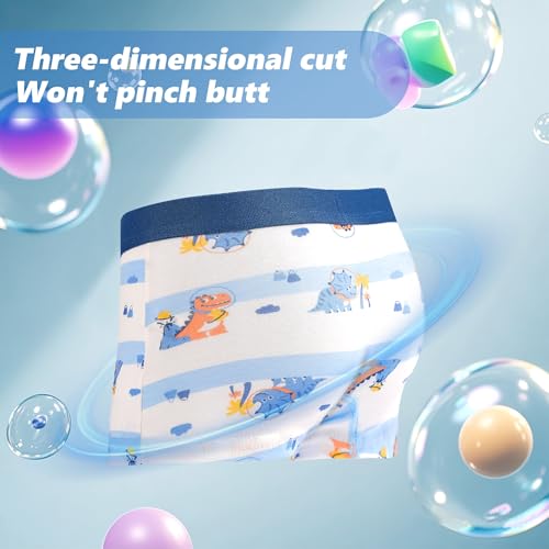 GRPSKCOS Boys Underwear, Toddler Kids Boxer Briefs 4 Pack Soft Cotton Dinosaur Boys Underwear 2-8 Years4