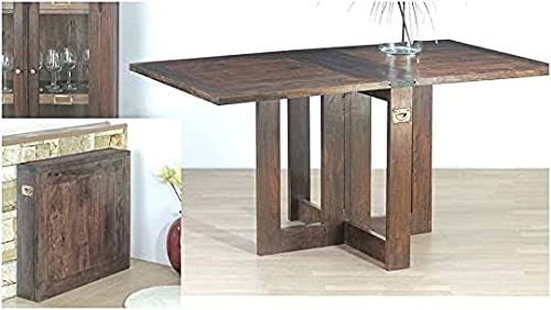 Vm decor Solid Sheesham Wood Foldable Dining Table Compact Design (Plain Top, Dark Brown Finish)