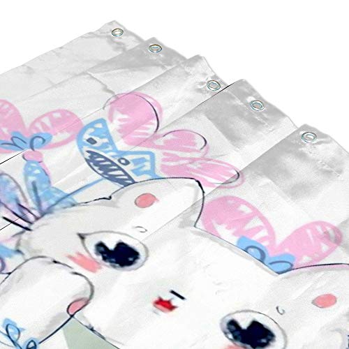 Rideau de douche blanc lavable en machine 66x72 inch imperméable avec crochets - 4