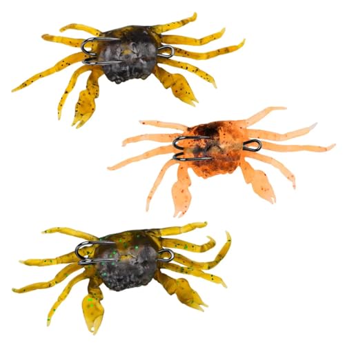 XPEX 3 Pezzi Simulazione Di Granchio Con Gancio Affilato Per Granchi,Esche Da Pesca, Simulando Esca Morbida Con Gancio, 3D Simulato Con Gancio Affilato, Adatto Per Acqua Dolce E Di Mare(3Colores)