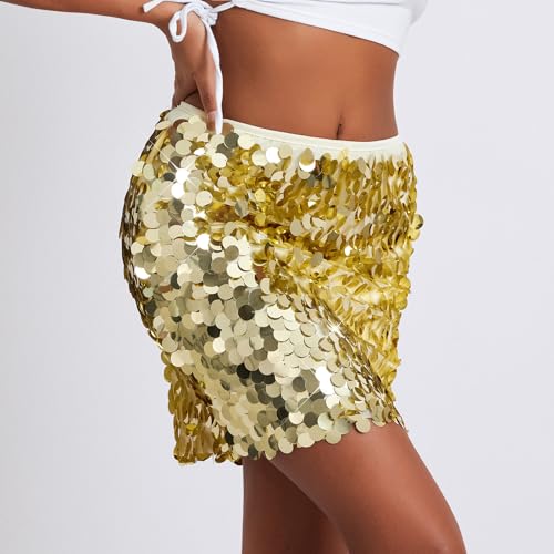 Women’s Sparkly Sequin Mini Skirt – Glitter Party Short Skirt for Belly Dance, Club & Festival Night Out3