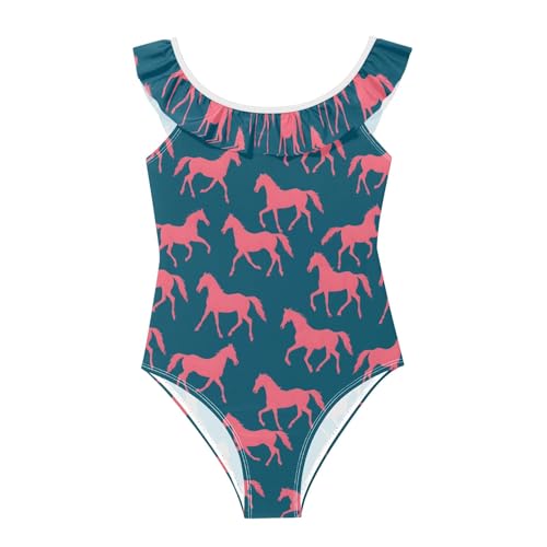 Bañador infantil de caballos rosas para los días de playa y piscina de niñas