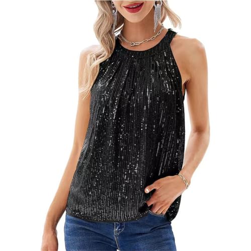 Haut à sequins étincelants pour femme avec col bénitier et dos nu drapé