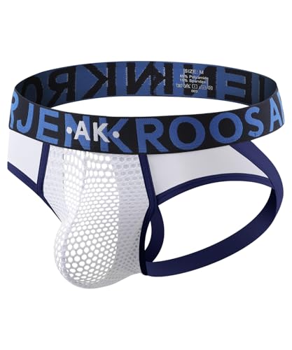Arjen Kroos Jockstrap Homme Sportif sous-vêtements Respirant Maille de String Athlétique Underwear avec Large Ceinture, XL
