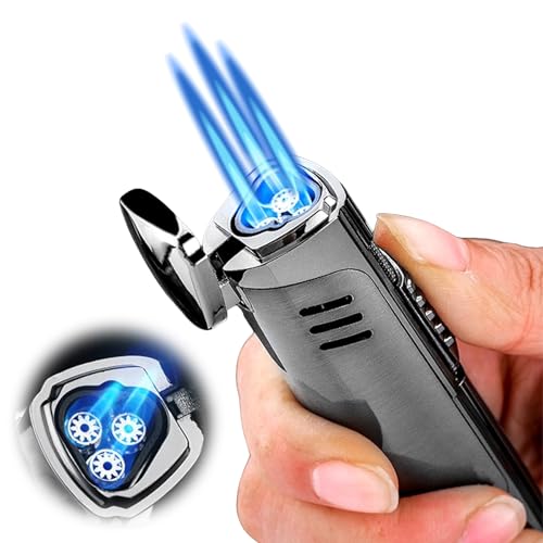 Mechero de gas rellenable, encendedor de cigarros de llama tradicional, doble llama con llama ajustable, rueda de encendido vertical, dibujo de metal no negro