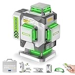 Huepar Pro Niveau Laser Auto-Nivellement 4D Vert Haute Précision - 4 * 360 Avec Batterie Lithium-Ion 8000 mAh, Support Multifonctionnel et Étui Rigide ZK04CG