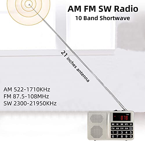 Retekess Tr603 Portable Shortwave Radios, Digital Tuning Radio Presets, Support Tf, Usb, Aux Input, With Wheel Tuning And 5W Speaker, For Desk(Sliver) #TOP3