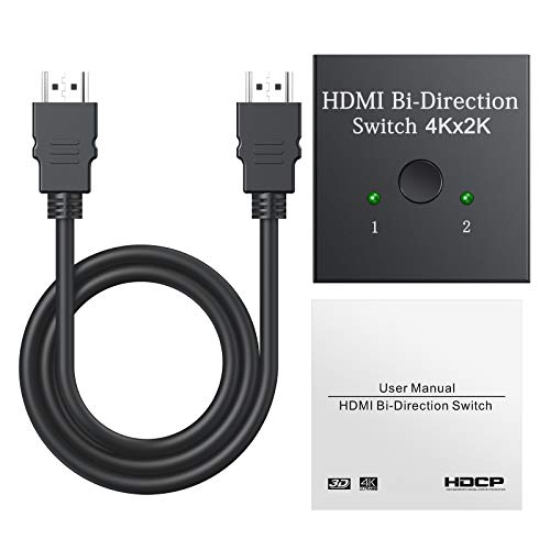 eSynic 4K HDMI Switch HDMI Bi-Directional Switch 2 in 1 Out or 1 in 2 Out with HDMI Cable HDMI Splitter Support HDM 2.0 4K 3D HD 1080P for HDTV Blu-Ray DVD - Thumbnail 7
