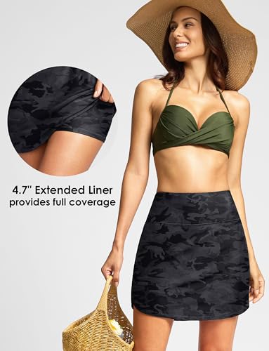 Image of Viodia Women's 18 inch /20 inch Long Swim Skirt High Waisted Modest Swimsuits Skirt Bathing Suit Tummy Control Swim Bottoms