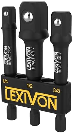 LEXIVON Stecknuss Adapter bit set (3 teiliges 7.5cm lang) 6.35 | 9.5 | 12.7mm für Drehmomentschlüssel, bohrer set, steckschlüssel bithalter, ratsche
