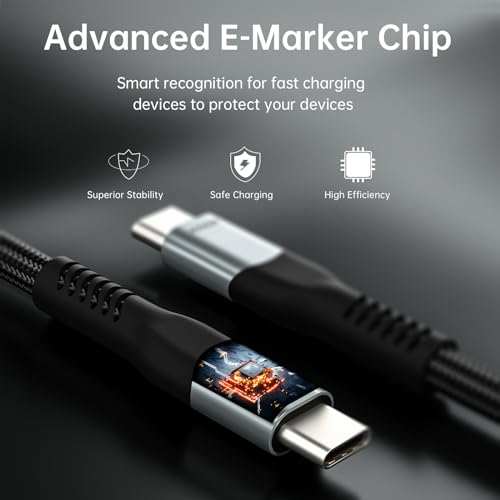 huaham USB 4 Cable 1m/3ft, Supports 8K@60Hz HD Display, 40 Gbps Data Transfer, 240 W USB C to USB C Charging Cable - Image 2