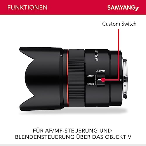 Samyang AF 75mm F1.8 FE (Tiny but Absolute) – Porträt Objektiv Autofokus Vollformat und APS-C Festbrennweite Sony E Mount für Sony A9 II A7 III A7C II A7C R A6600 A6500 A6400 A6300 A6000 A5100 A5000 – Bild 4