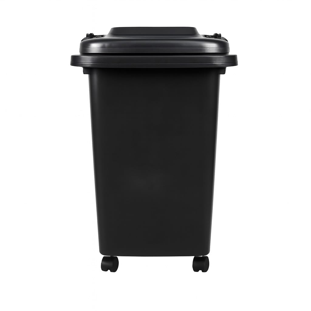 DUAS Recycling Wheelie Bin Dustbin Plastic Rubbish Waste Trash Bin for Kitchen Home and Office – 30L & 50L Sizes – Green, Red, Grey and Blue (Black, 50L) — image 1