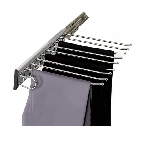 Porte-pantalons extractible armoire cintre télescopique push-pull 46cm argent - 2