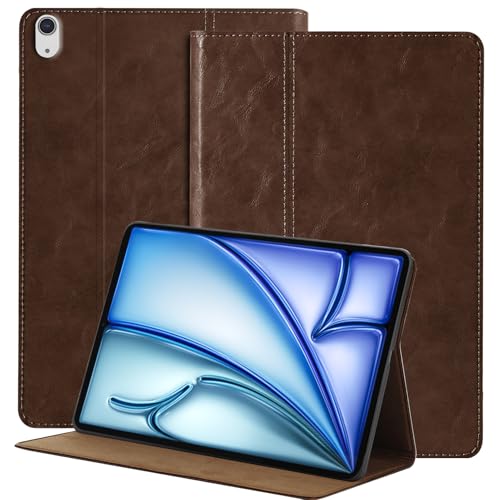 Étui en cuir véritable iPad Air 13 M2 M3 2024 luxe marron