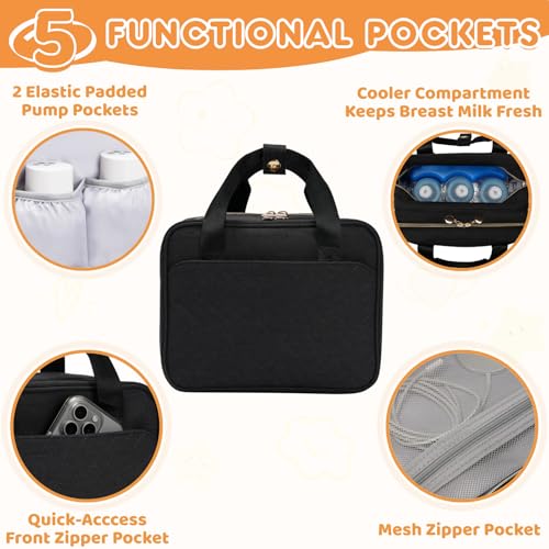 Coinarin Wearable Breast Pump Travel Bag - Breastmilk Cooler Bag, Portable Pumping Carrying Case Compatible with Momcozy, Elvie, Willow, Medela Wearable Pumps - Includes Waterproof Mat — view 2