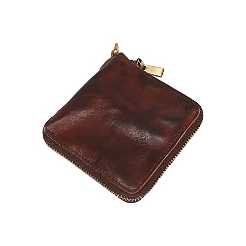 Leather Coin Purse Wallet - Men's Zipper Wallet (Coffee Color)