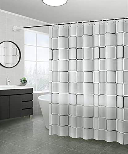 TXSA Rideau de Douche 220 X 220CM Anti Moisissure Imperméable Tissu Polyester Antibacterien Lavable Cube Rideau de Baignoire Ourlet lestéavec Anneaux de Rideau de Douche Cover