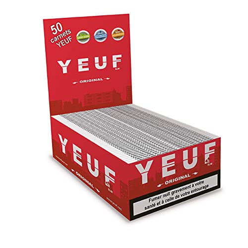 Yeuf Papier à Cigarette Format Slim, Caoutchouc, Rouge et Blanc, 32 Unité (Lot de 50) Cover