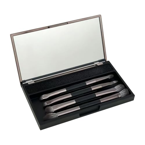 Juego de brochas de maquillaje de viaje con funda, brochas de mezcla de base, paquete de 4 brochas de maquillaje de tamaño de viaje, suministros profesionales de maquillaje facial, herramientas