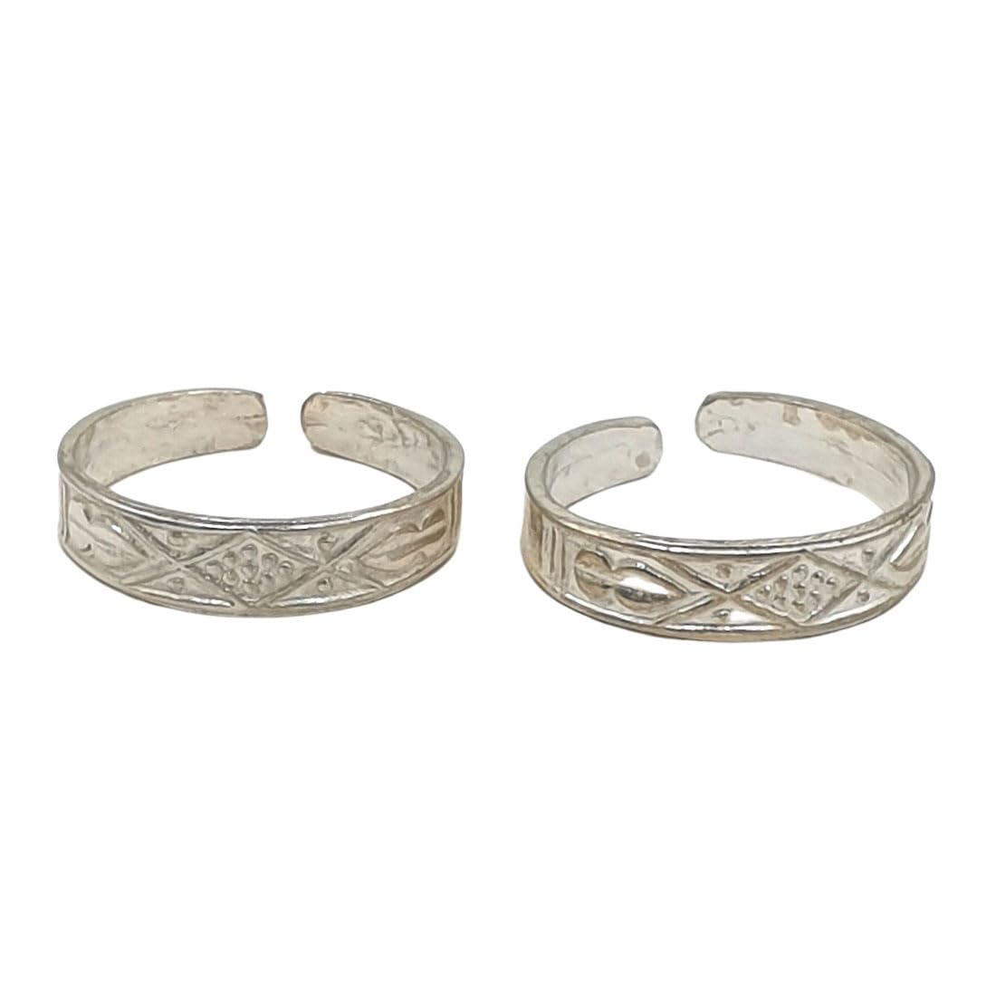 Solid Silver Plain Comfortable And Designer Self Line Toe Ring | Beautiful Design | 2 Pieces Set-image-2