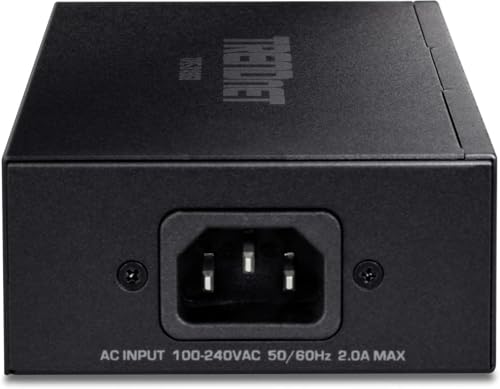Image of TRENDnet 10G PoE++ Injector, Supplies PoE (15.4W), PoE+ (30W), or PoE++ (90W), Converts a Non-PoE Port to A PoE ++ 10G Port, Metal Housing, Black, TPE-319GI