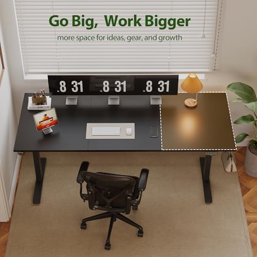 Image of Agilestic Electric Standing Desk, 71 x 31.5 Inches Height Adjustable Desk, Sit Stand up for Work Office Home, Ergonomic Rising Computer Table with Memory Preset, Black