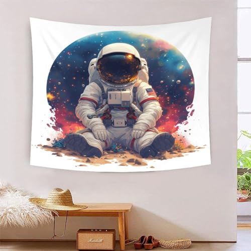 Tapisserie murales astronautee pour cacher un mur abîmé