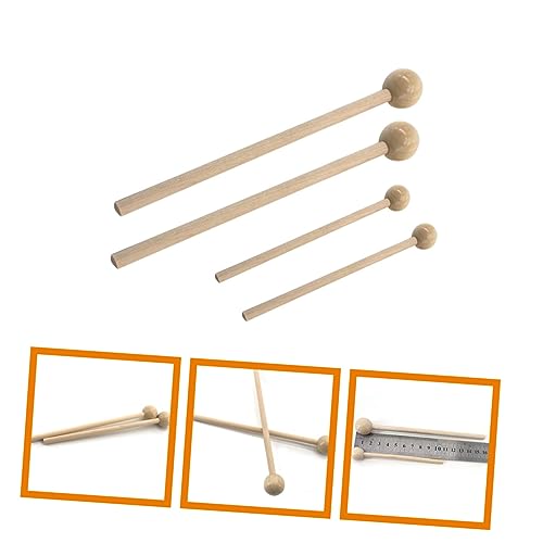 Par de baquetas de madera con cabeza redonda para práctica miniatura 4