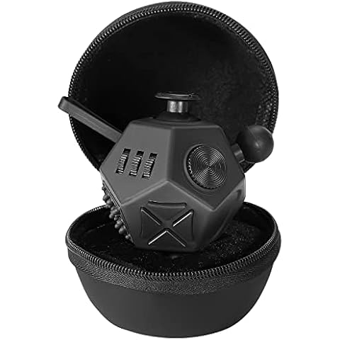 PILPOC Fidget Cube Dodecagon - 12-Sided - for Reducing Anxiety, Fidgets for Adults, Fidget Cube for Kids, Anxiety Toys for Adults, Fidget Cube for Adults, Cube Fidget Toys for Adults Black Cover