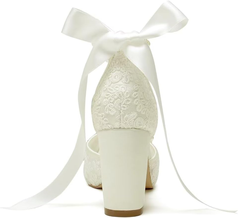 Lace Pearl Wedding Shoes for Bride High Heel Bridal Shoes Peep Toe Platform Wedding Heels - Image 5