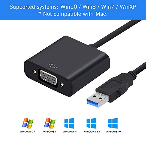 USB to VGA Adapter, USB 3.0 to VGA Adapter Multi-Display Video Converter 1080P External Video Card, Compatible with Windows 7/8 / 8.1/10 for Computer, Desktop, Laptop, PC, Monitor, Projector,HDTV - Thumbnail 7