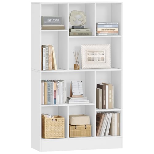 HEXCELEN Bibliothèque, Meuble de Rangement Livres, 10 Compartiments, Etagère Cubique, Vertical et Horizontal 2 Types de Placement, pour Bureau, Salon,...