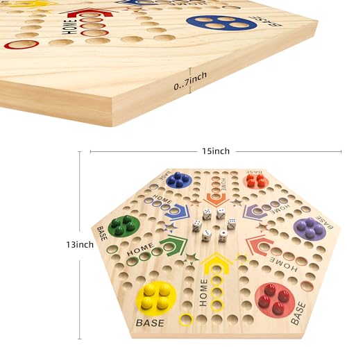 Googgoing 2023 Wooden Board Game, Original Marble Game Board Game Double Sided Painted 2 To 6 Player Fast Track Board Game Wooden thumb #1