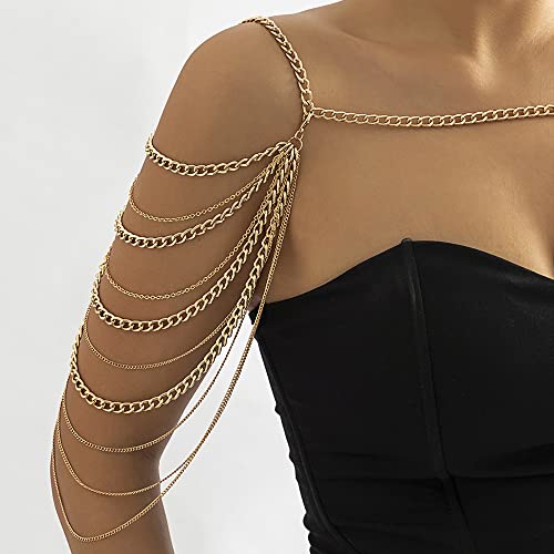 Missgrace Bride Women Shiny Statement Tassel Body Chain Shawl Dainty Body Jewelry Layered Shoulder Chain Wedding Party Nightclub Body Accessories for Women Bride2