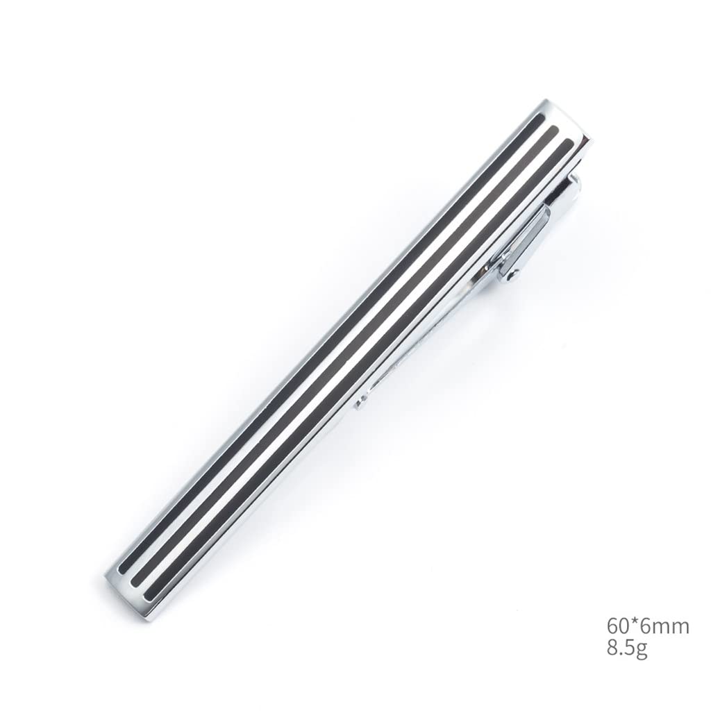 Krawattenclip Silber und schwarz gestreiftes Manschettenknopf Clip Set Metall Punktfarbe Drop Oil Krawatte Cufflinks (d_as Show)