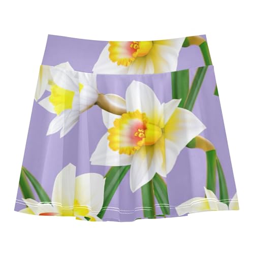 White Yellow Flowers Violet Girls' Shorts Athletic Skorts Tennis Skirts Toddler Dance Little Girl 3t