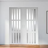 CCBOYSHARDWARE 72X80in Double Accordion Door,Folding Doors Interior for Closet Includes Installation Hardware, White
