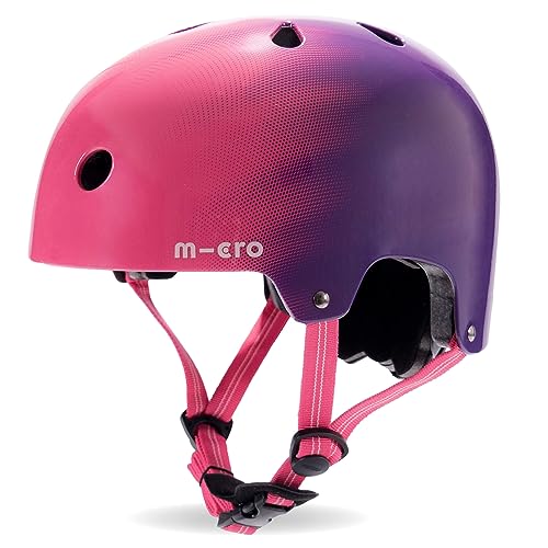 Micro Scooters | Bike/Scooter Printed Deluxe Children's Helmet | Cycling Accessories | Adjustable Headwear | Boys & Girls | 55-58cm | Ombre Purple