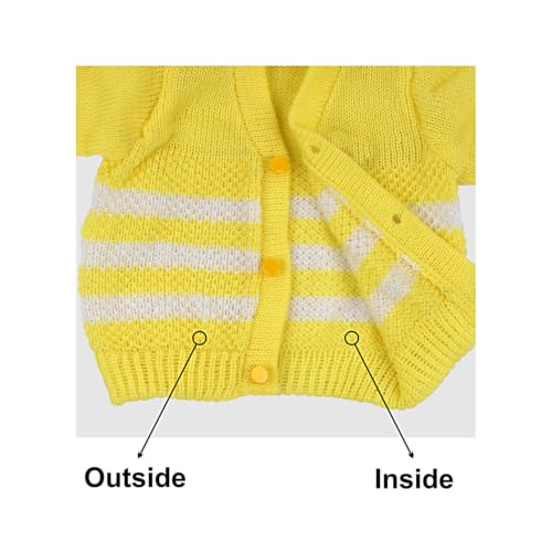 Image of Baby Woolen V-Neck Sweater /Winter Wear For Baby Girl And Baby Boy(Yellow, 0 To 3 Months) 3 Pcs Set