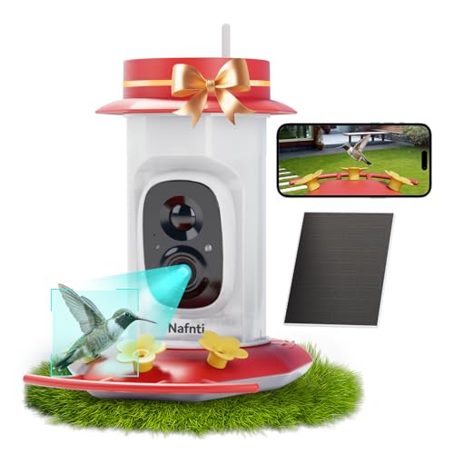 Hummingbird Feeder with Camera Solar Powered, 2K Live Stream Smart AI Bird Species Recognition, Leak-Proof & Ant-Bee Proof, IP65 Outdoor Wireless Bird Feeder