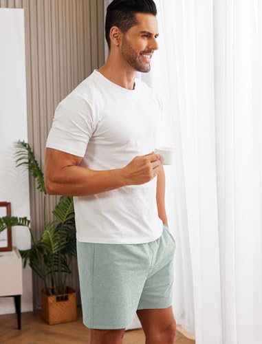 Image of Deyeek 5.5 Inch Mens Pajama Shorts Sleep Cotton Lounge PJ Lightweight Elastic Waist Drawstring Nightwear Bottom with Pockets