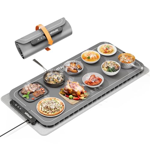 Vitaler Warming Mat for Food, (XXL 35”x16”) Electric Warming Trays, Upgrade Graphene Fast Full-Surface Heating Mat for Food with 6 Level Temp, 6 Hours Timer, Food Warmer Pad for Gatherings, Parties