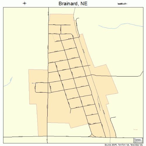 Large Street & Road Map of Brainard, Nebraska NE Printed poster size